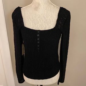 New w/ tags! IDYLLWIND by MIRANDA LAMBERT Black Smocked Lace Peasant Top